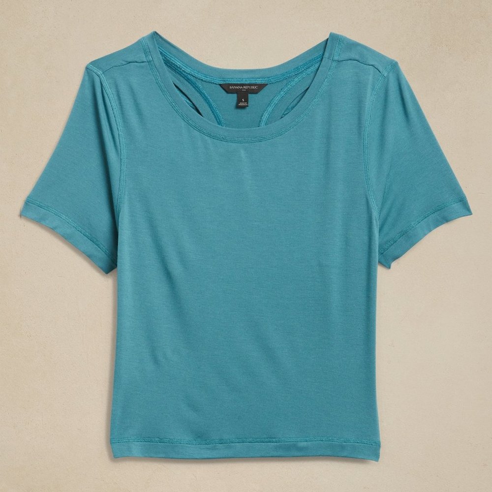 SALE Banana Republic Active Boatneck T-Shirt Back Cutout NWT SZ M